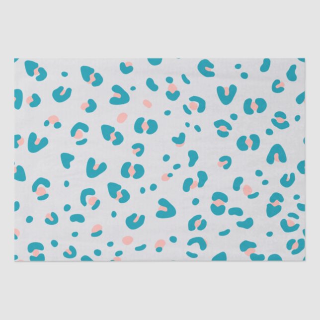 Papel De Seda Padrão-Leopardo Rosa e Azul (Frente )