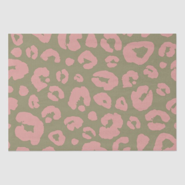 Papel De Seda Padrão-Leopardo Verde e Rosa (Frente )