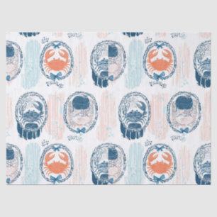 Papel De Seda Padrão Listrado Azul Laranja de Caranguejo Náutico