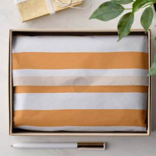 Papel De Seda Padrão Listrado Elegante Laranja Brilhante e Branc