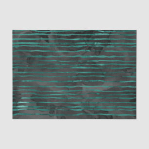 Papel De Seda Padrão Listrado Verde Esmeralda e Preto