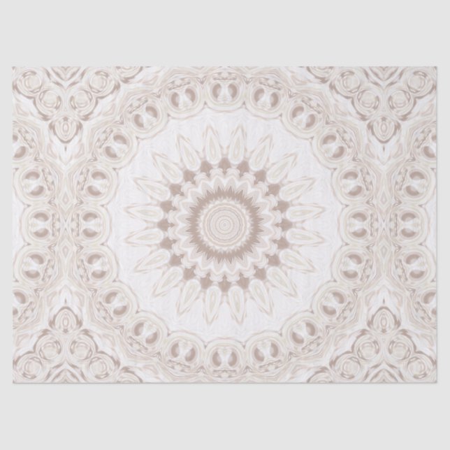 Papel De Seda Padrão Mandala Bege e Creme (Frente )