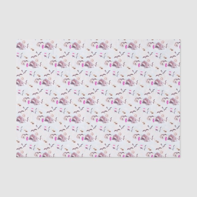 Papel De Seda Padrão marinho (Frente )