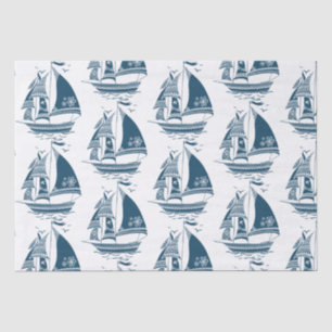 Papel De Seda Padrão marinho-Blue da embarcação para navegação