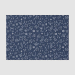 Papel De Seda Padrão marinho de Natal Azul e Branco