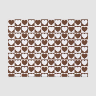 Papel De Seda Padrão Marrom e branco marcado com corações