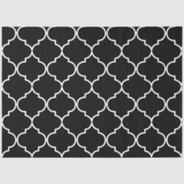 Papel De Seda Padrão marroquino mediterrânico preto e branco