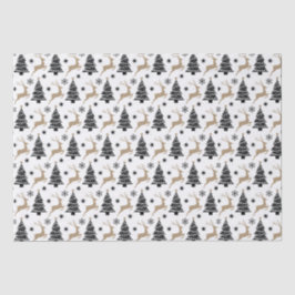 Papel De Seda Padrão Masculino Preto Branco e Dourado