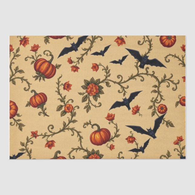 Papel De Seda Padrão Medieval Francês de Halloween (Frente )