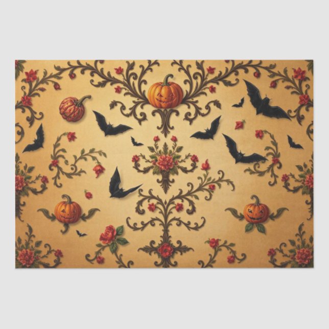 Papel De Seda Padrão Medieval Francês de Halloween (Frente )