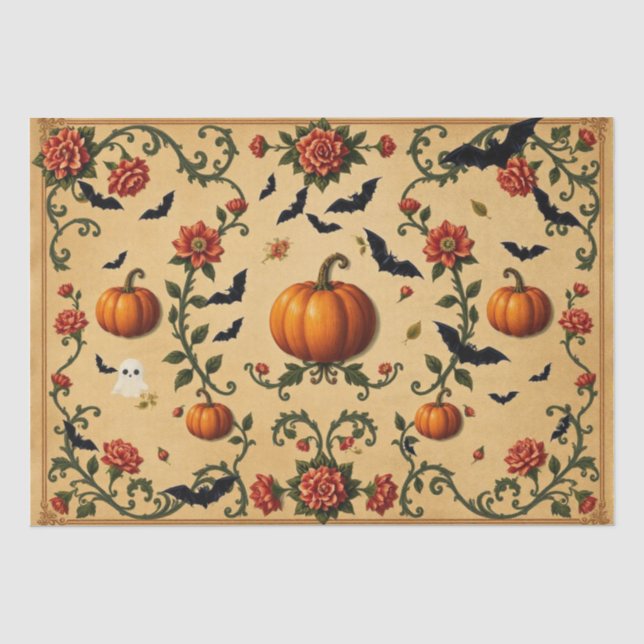 Papel De Seda Padrão Medieval Francês de Halloween (Frente )