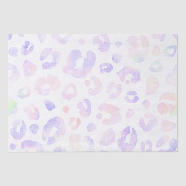 Papel De Seda Padrão Metálico Branco do leopardo (Frente )