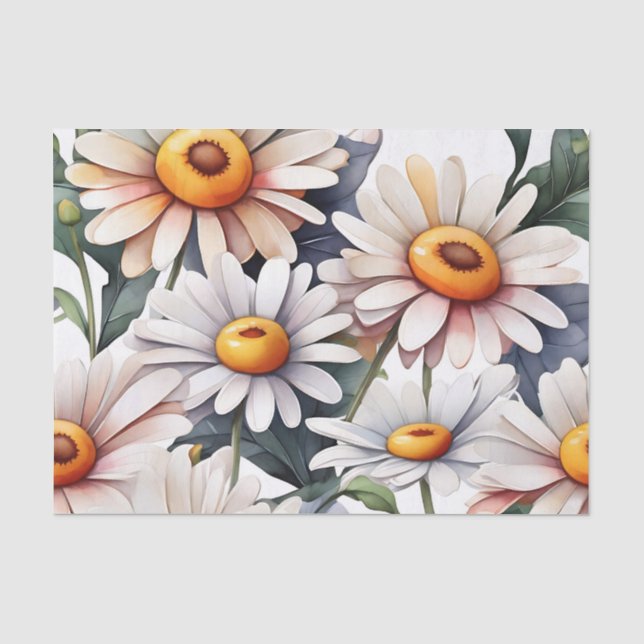 Papel De Seda Padrão Minimalista do Daisies (Frente )