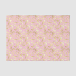 Papel De Seda Padrão Mínimo de Folha de Ouro em Fundo Rosa Suave