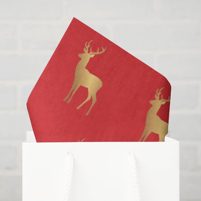 Papel De Seda Padrão mínimo de mangueira de ouro de Natal vermel (Sacola de presentes)