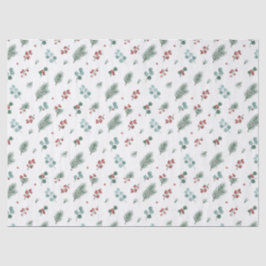 Papel De Seda Padrão Mínimo de Natal, Pinheiro & Frutas