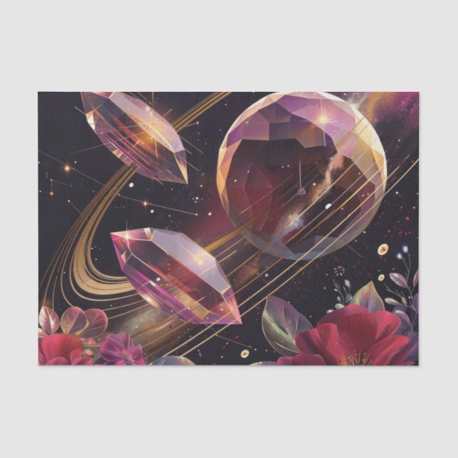 Papel De Seda Padrão Místico Celestial Boho Ametista (Frente )