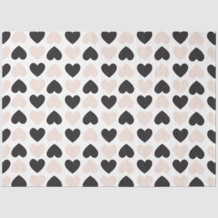 Papel De Seda Padrão Moderno de Corações de Amor Preto Rosa