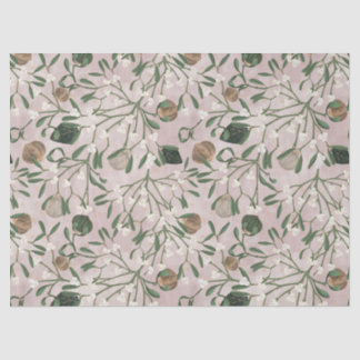 Papel De Seda Padrão Moderno de Frutas de Visco de Férias Rosa