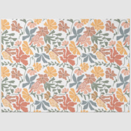Papel De Seda Padrão moderno de Meio século Floral e Aves