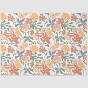 Papel De Seda Padrão moderno de Meio século Floral e Aves