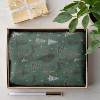 Papel De Seda Padrão Moderno de Natal de Rena da Floresta