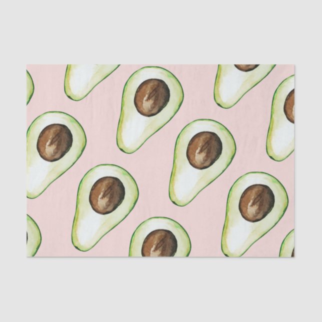 Papel De Seda Padrão Moderno De Pastel Rosa E Verde Avocado (Frente )