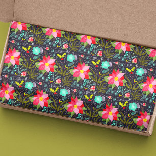 Papel De Seda Padrão moderno de Poinsettia de Natal