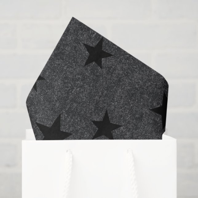 Papel De Seda Padrão Moderno Elegante Chic Black Star (Sacola de presentes)