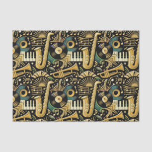 Papel De Seda Padrão Musical da Era do Jazz