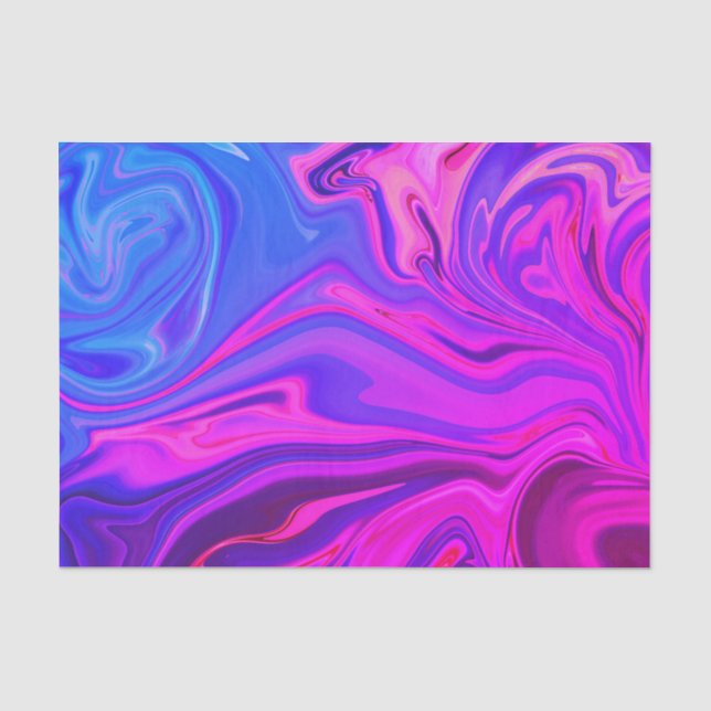 Papel De Seda Padrão Neon Blue Purple Abstrato (Frente )