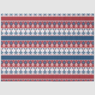 Papel De Seda Padrão Norueguês Striped Azul Vermelho