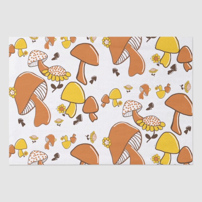 Papel De Seda Padrão Nostalgic Mushroom (Frente )
