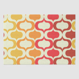 Papel De Seda Padrão Ombre Ogee em Laranja, Tangerina e Vermelho
