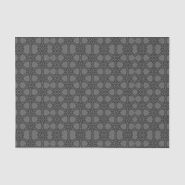 Papel De Seda Padrão Ornamentado de Teias em Tons de Cinza (Frente )