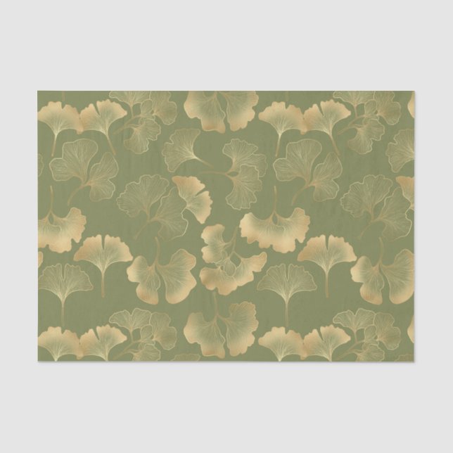 Papel De Seda Padrão Outonal de Ginkgo Dourado (Frente )