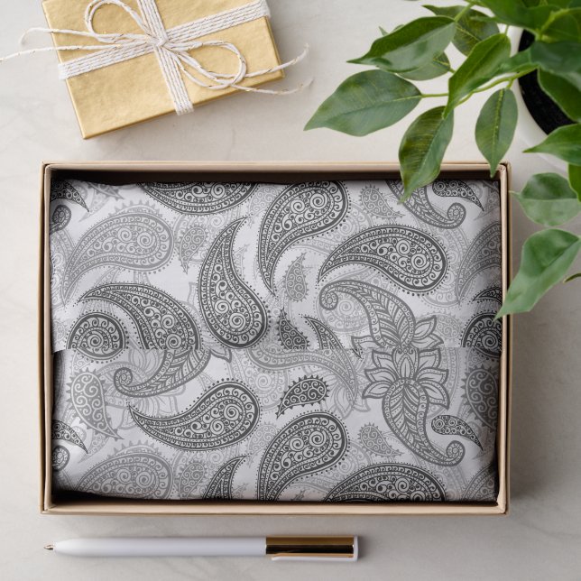 Papel De Seda Padrão Paisley  (Presente)
