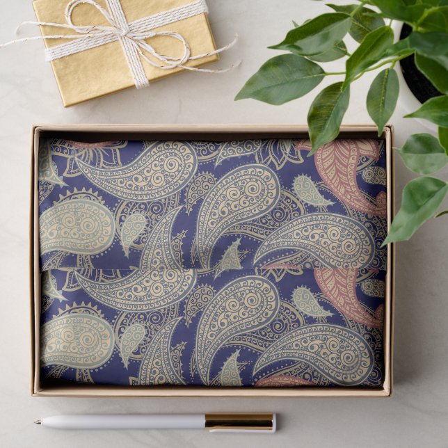 Papel De Seda Padrão Paisley  (Presente)