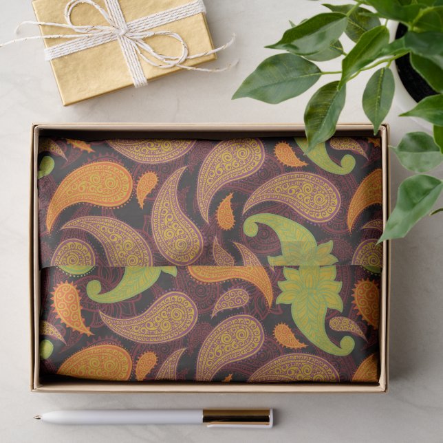Papel De Seda Padrão Paisley (Presente)