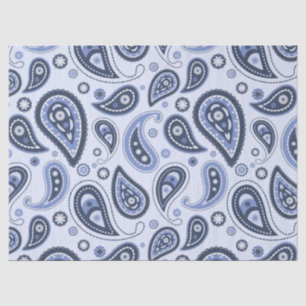 Papel De Seda Padrão Paisley Azul