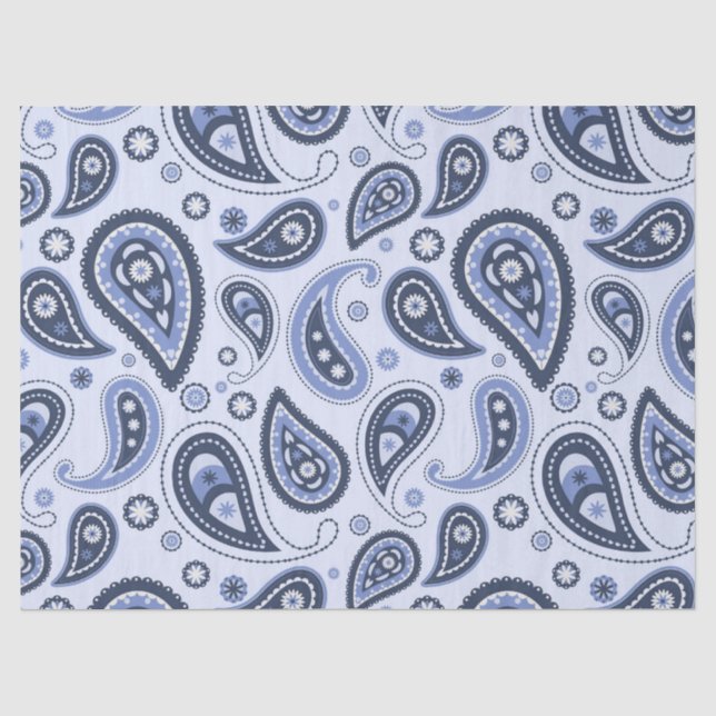 Papel De Seda Padrão Paisley Azul (Frente )