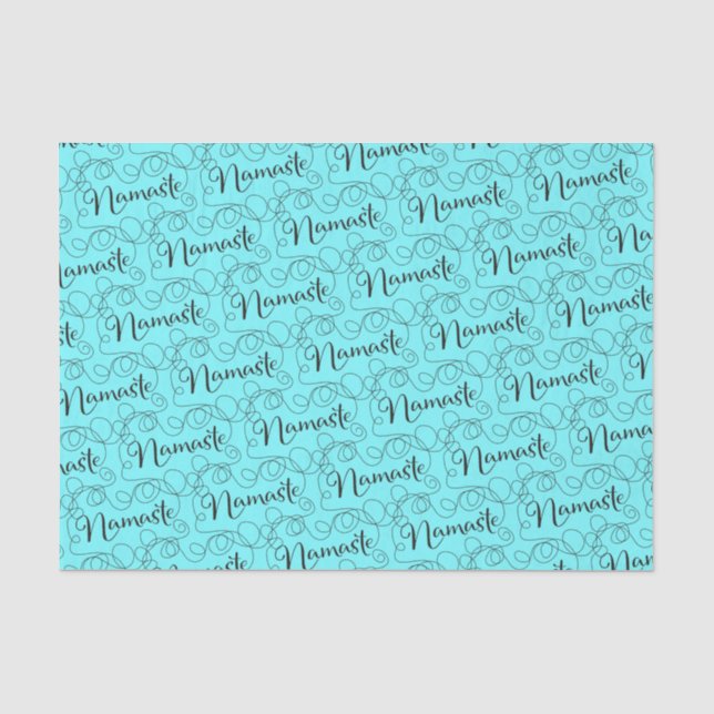 Papel De Seda Padrão perfeito a preto NAMASTE com LINES (Frente )