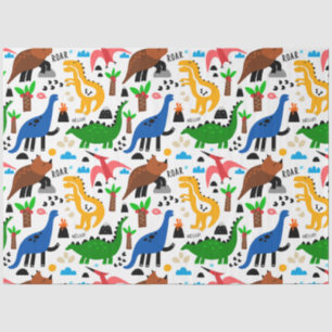 Papel De Seda Padrão perfeito dos dinossauros 