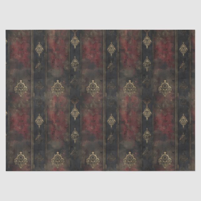 Papel De Seda Padrão Persa Dourado Damask Noir (4) (Frente )