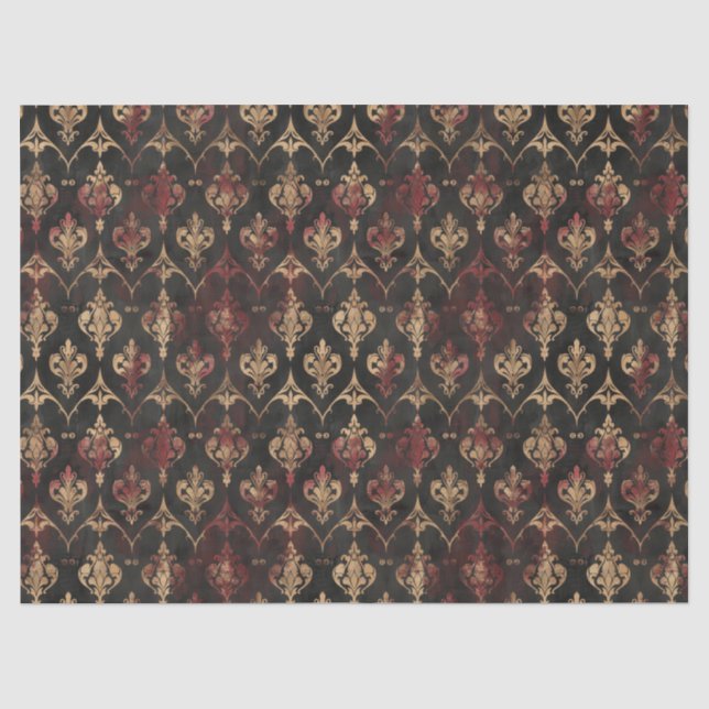 Papel De Seda Padrão Persa Dourado Damask Noir (5) (Frente )