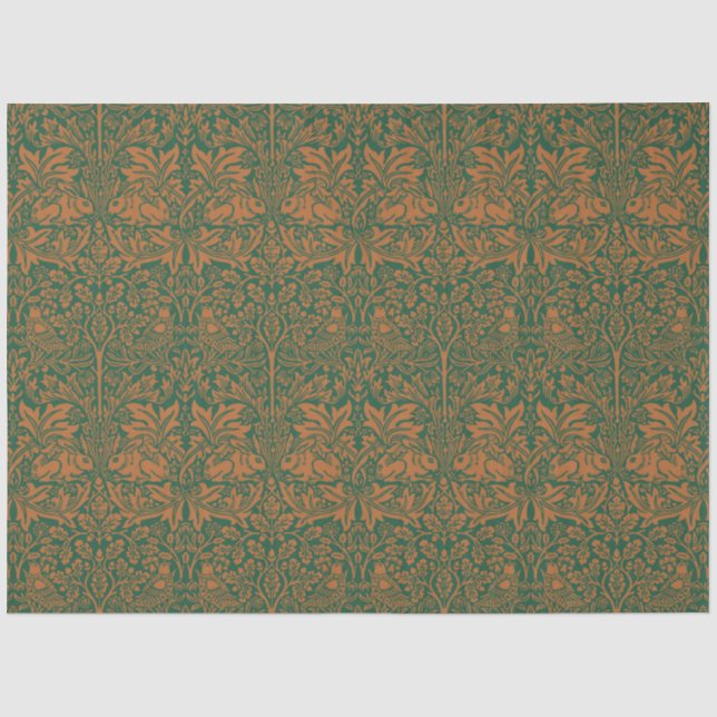 Papel De Seda Padrão Preto Âmbar Coelho Irmão William Morris (Frente )