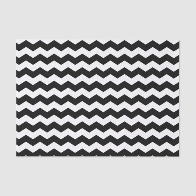Papel De Seda Padrão preto e branco moderno Chevron Zigzag (Frente )
