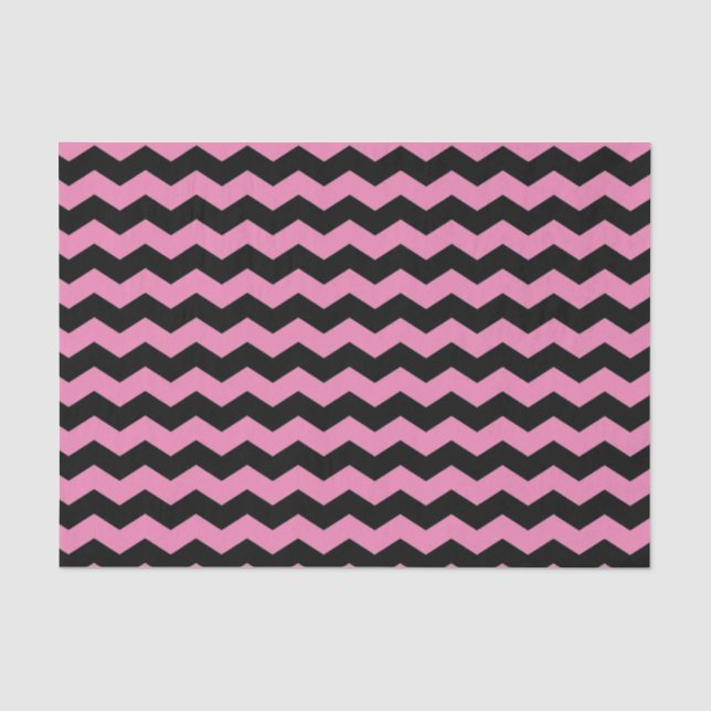 Papel De Seda Padrão preto e rosa moderno Chevron Zigzag (Frente )