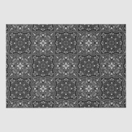 Papel De Seda Padrão Preto Rococó Floresce
