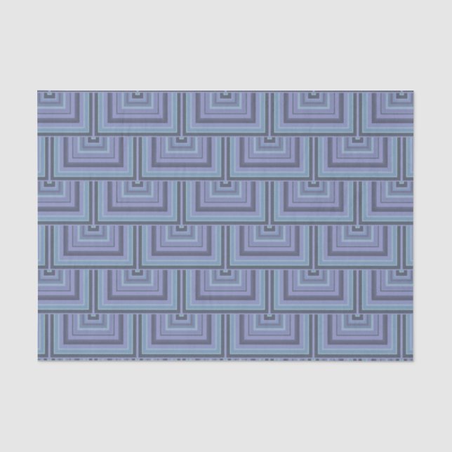 Papel De Seda Padrão quadrado de faixas de cinza azul (Frente )